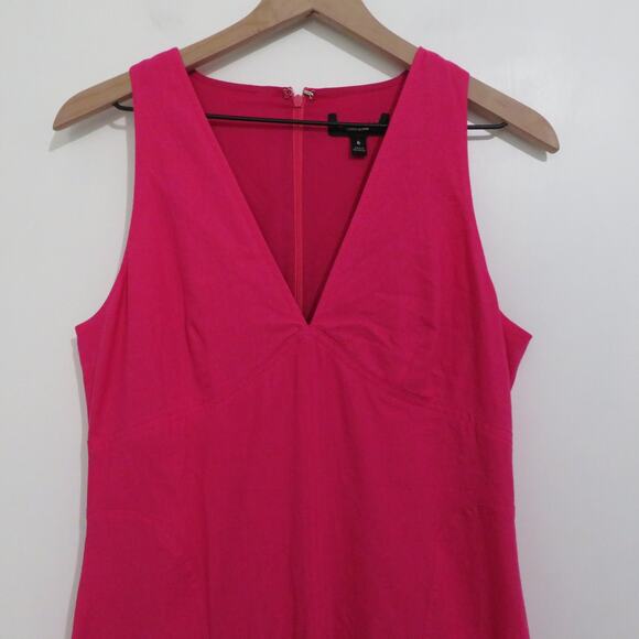 Banana Republic 6 Paradise Pink Midi Dress Linen Sleeveless - Picture 3 of 5